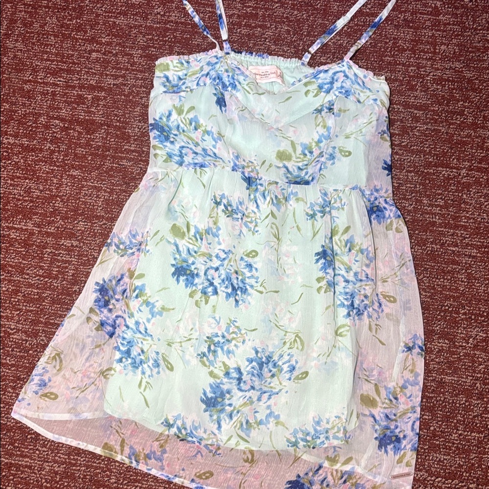 Abercrombie & Fitch Y2K blue floral overlay mini dress women’s small